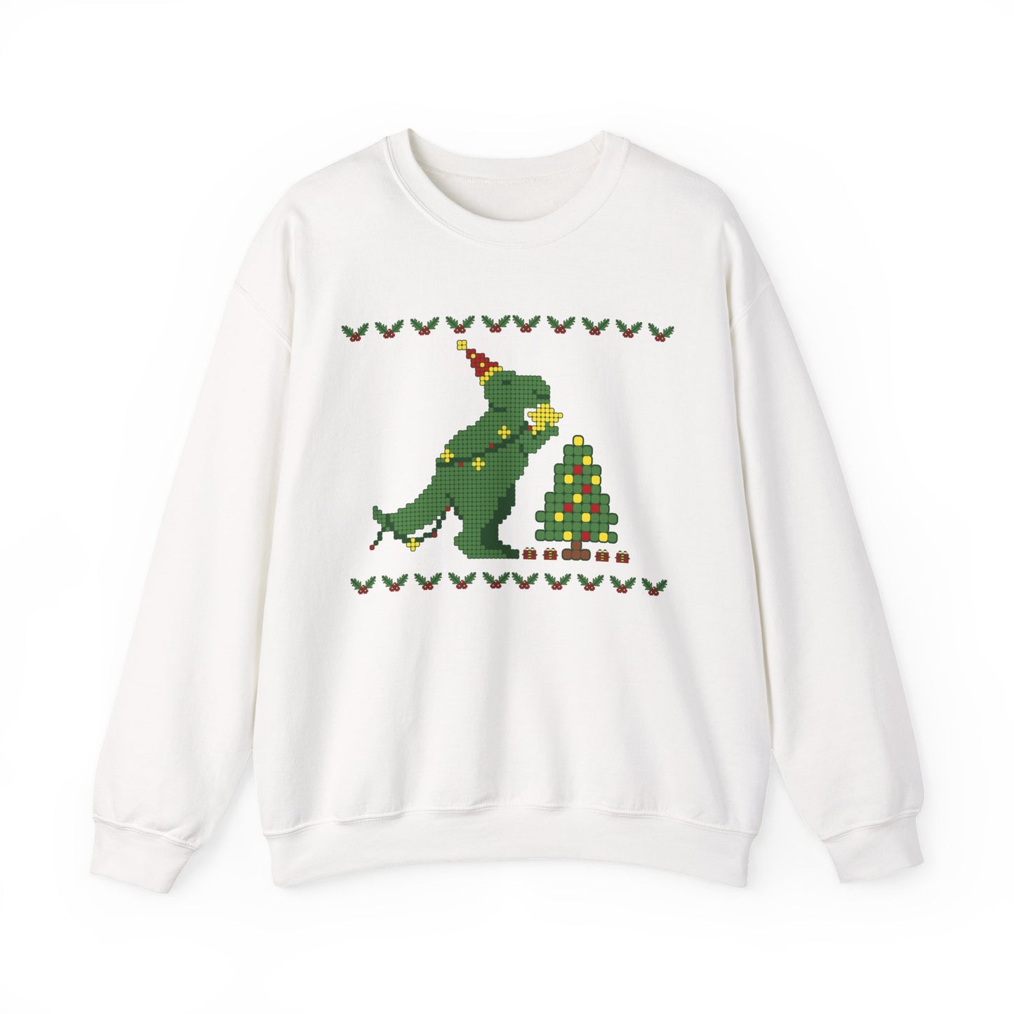 Dinosaur Christmas Tree Cross Stitch Crewneck Sweatshirt