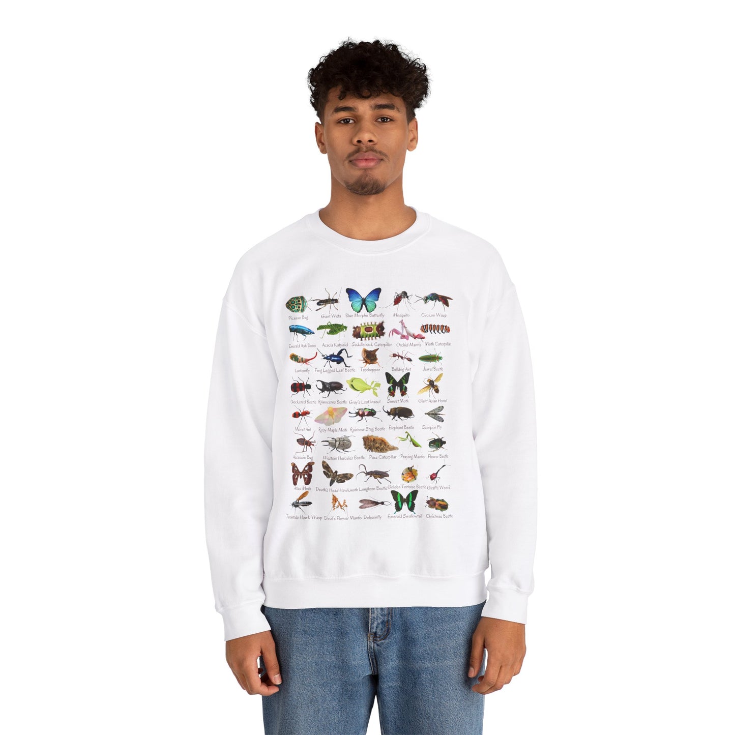 Impressive Insects with 40 Cool Bugs Crewneck Sweatshirt