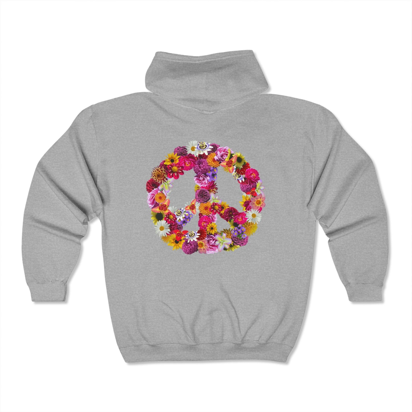 Flowery Peace Sign Premium Full Zip Hoodie