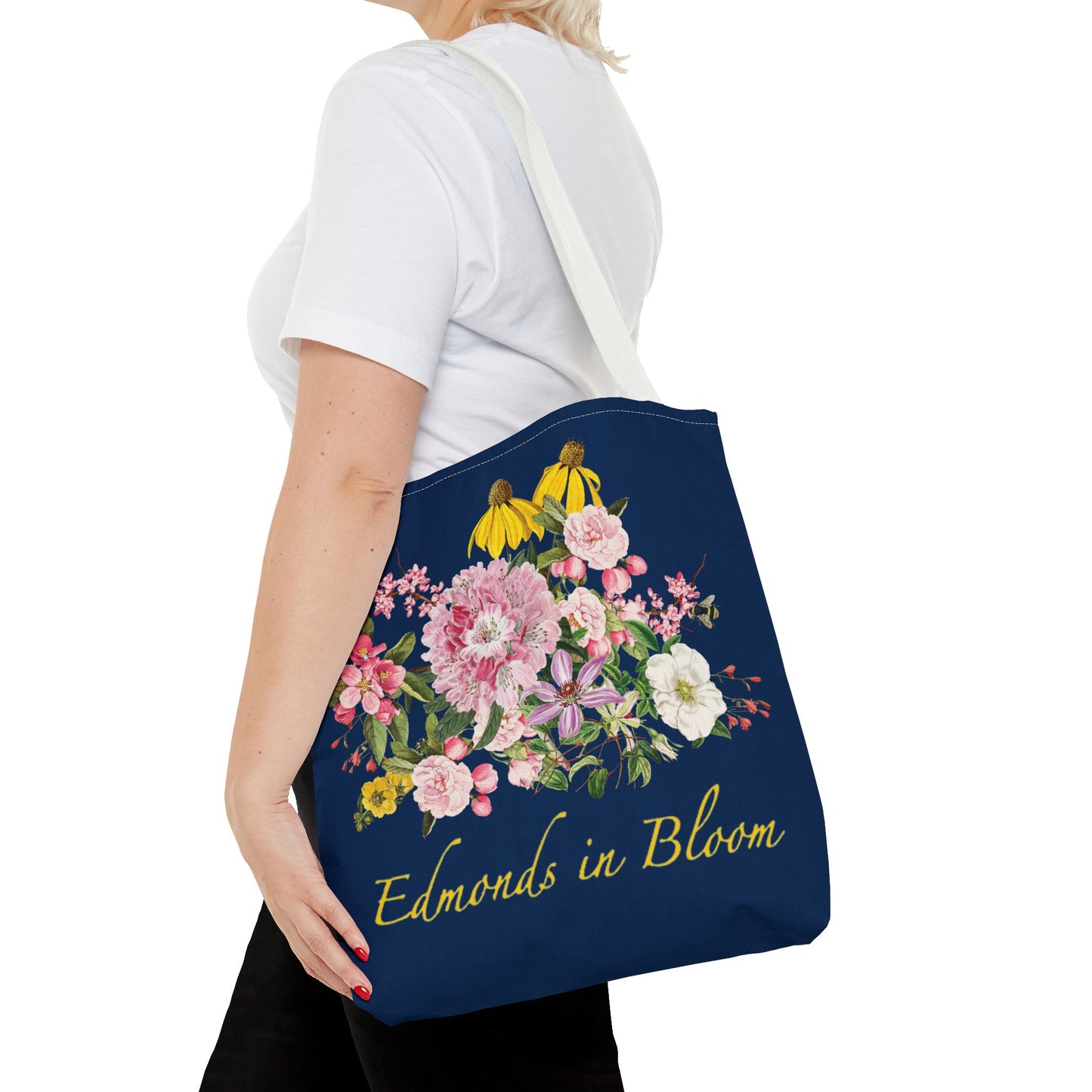 Edmonds in Bloom Tote Bag (Midnight Blue)