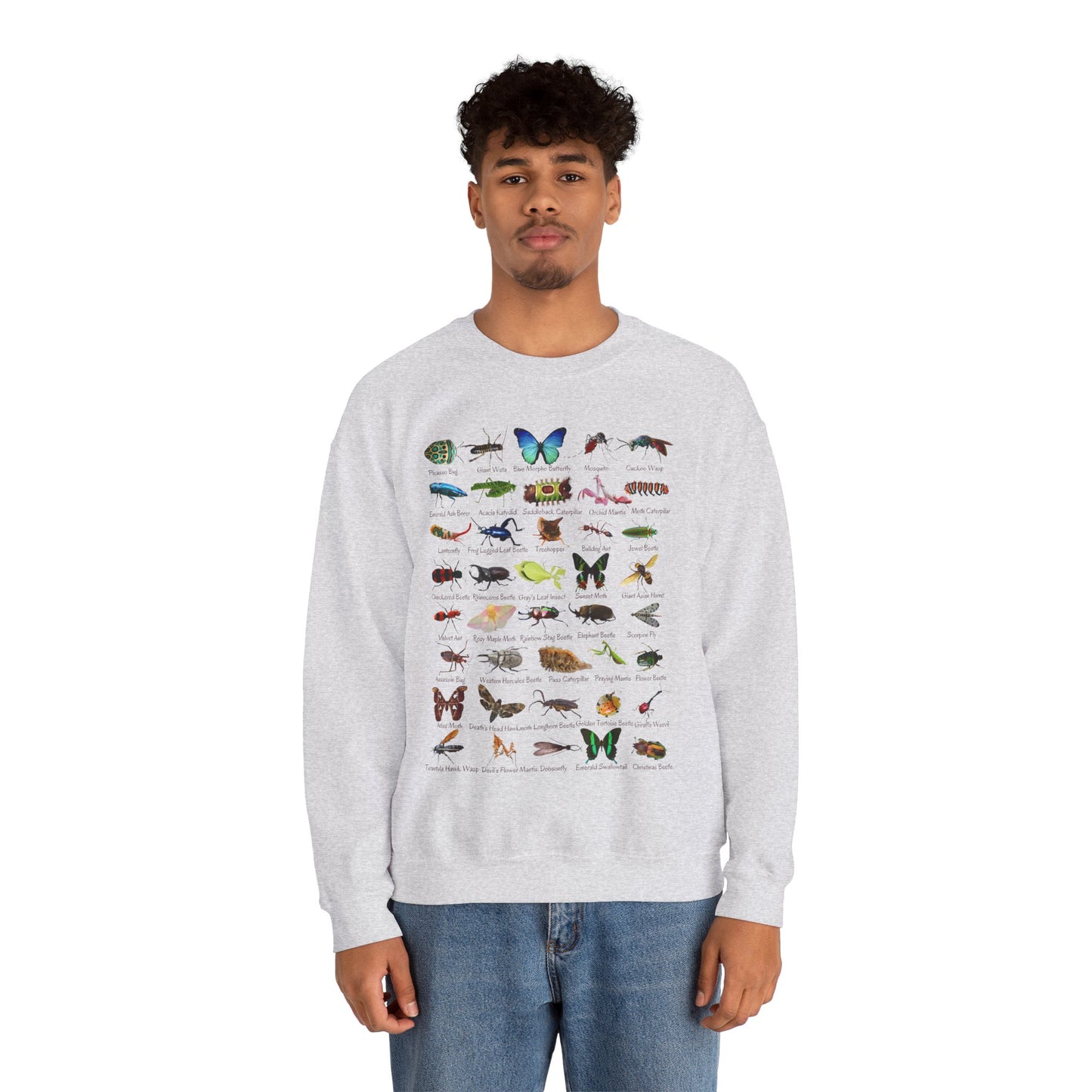 Impressive Insects with 40 Cool Bugs Crewneck Sweatshirt