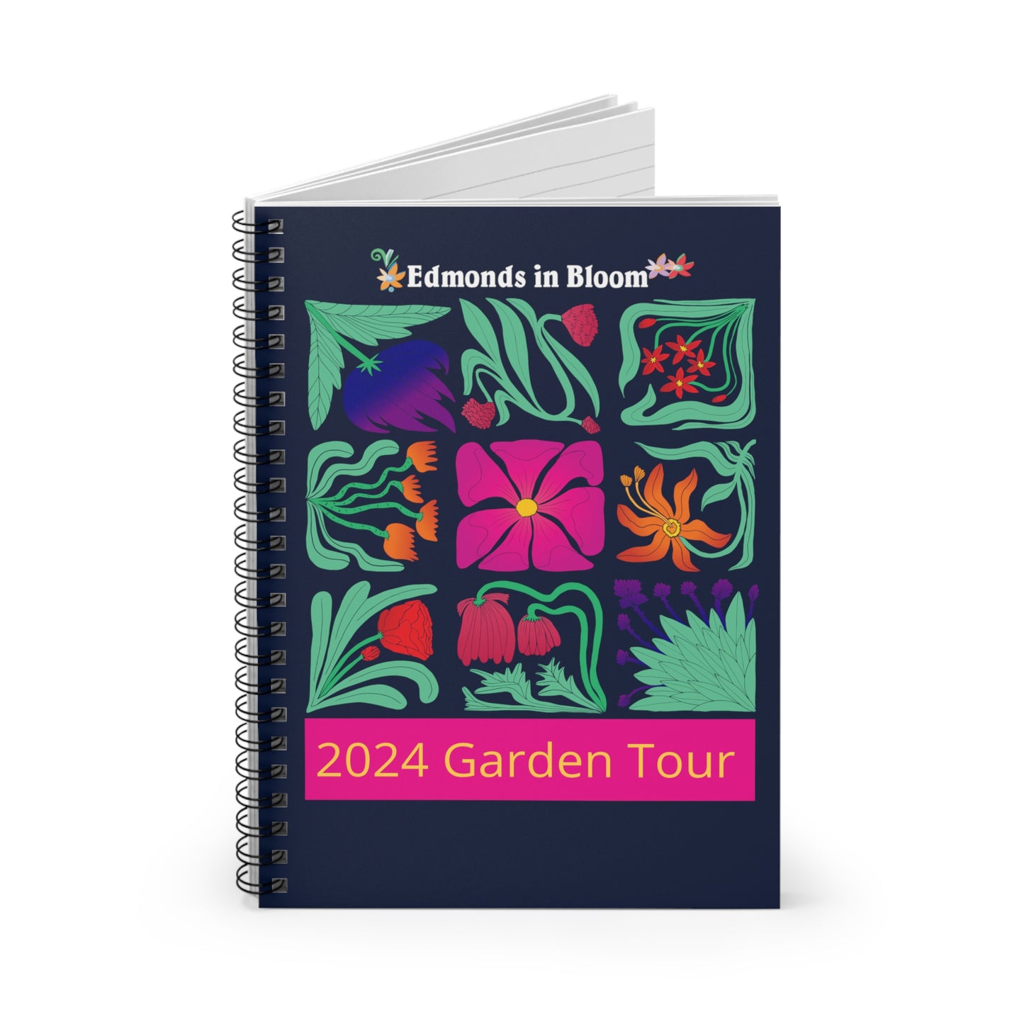 EIB 2024 Garden Tour Floral Blocks Spiral Notebook - Ruled Line