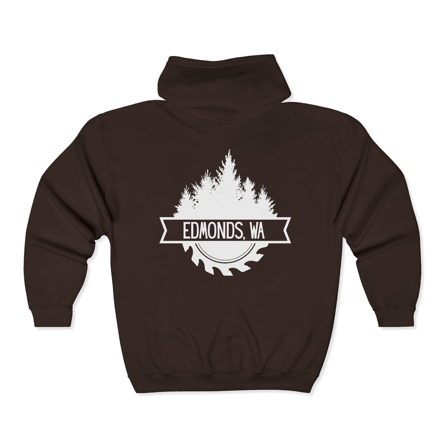 Edmonds WA Trees and Saw Three-Panel Fleece Hoodie