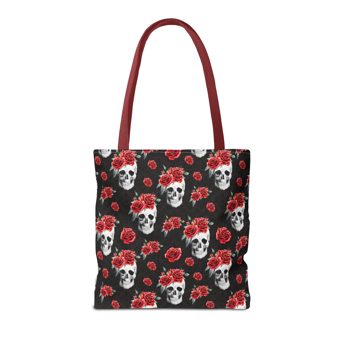 Red Rose and Skull Damask Tote Bag