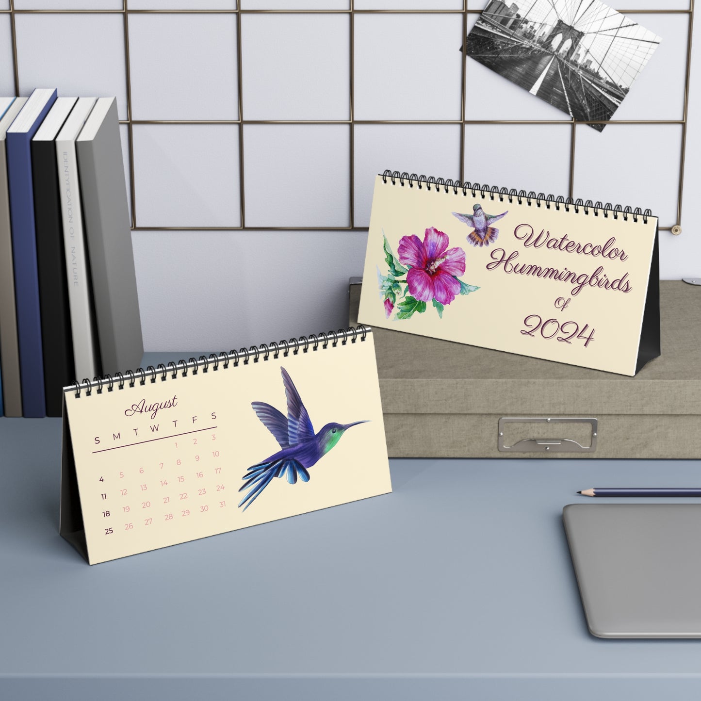 Watercolor Hummingbirds of 2024 Desk Calendar