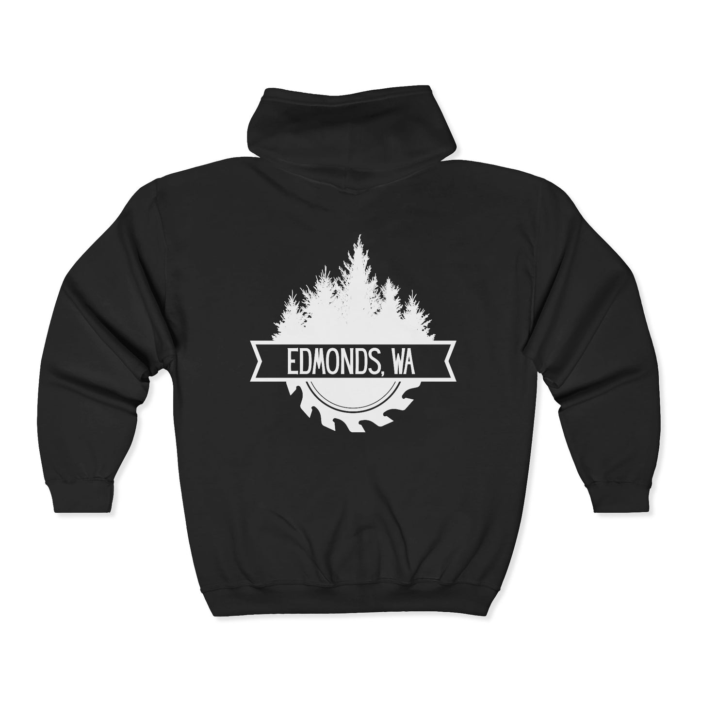 Edmonds WA Trees and Saw Three-Panel Fleece Hoodie