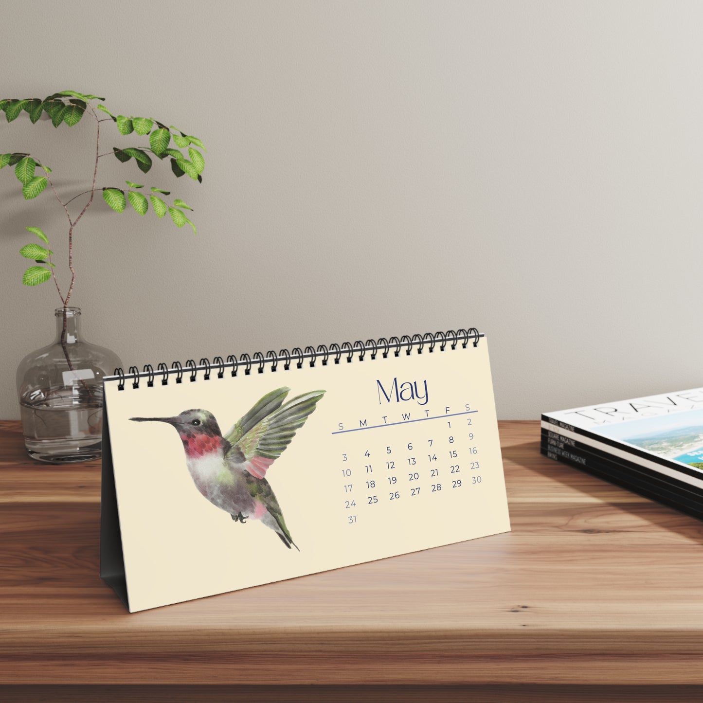 Watercolor Hummingbirds of 2026 Desktop Calendar