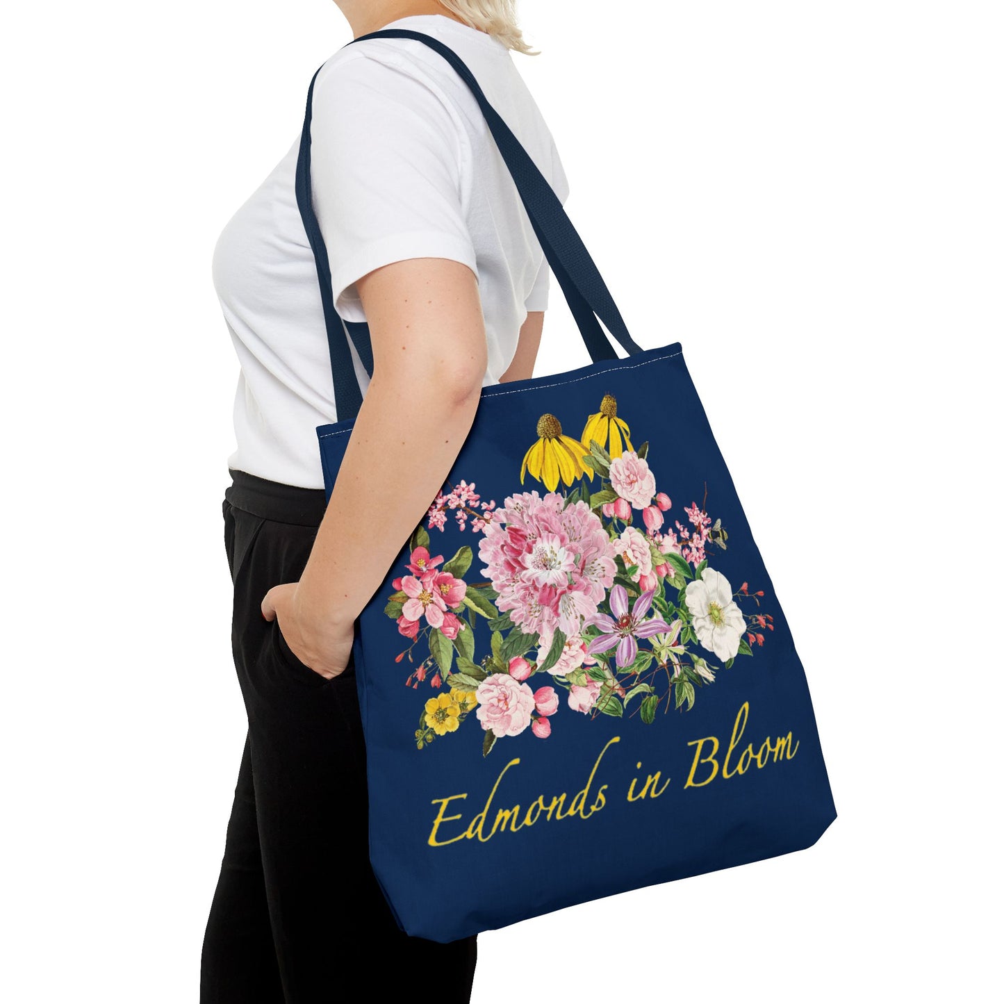 Edmonds in Bloom Tote Bag (Midnight Blue)