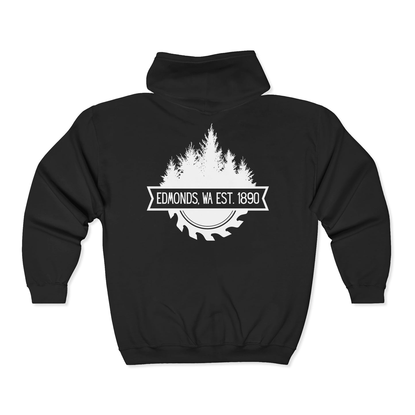 Edmonds WA Est. 1890 Trees and Saw Three-Panel Fleece Hoodie
