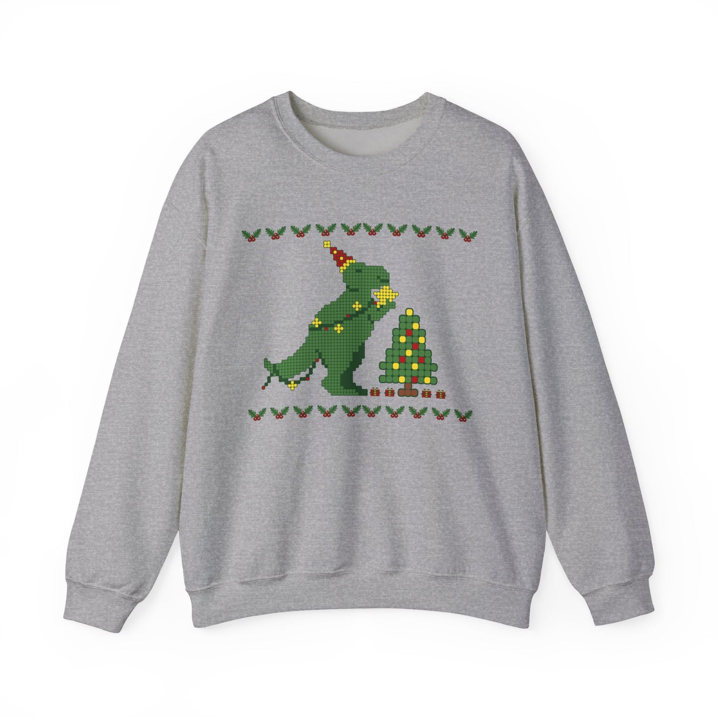 Dinosaur Christmas Tree Cross Stitch Crewneck Sweatshirt