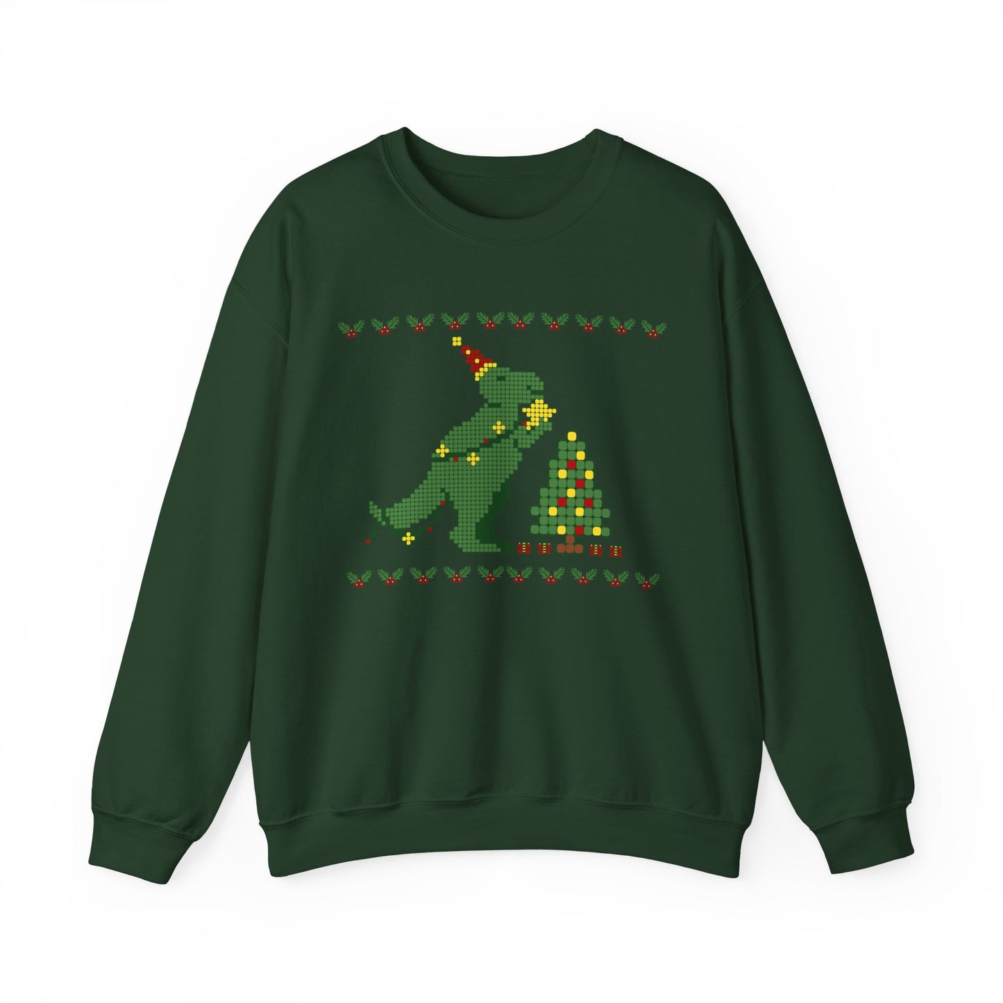 Dinosaur Christmas Tree Cross Stitch Crewneck Sweatshirt
