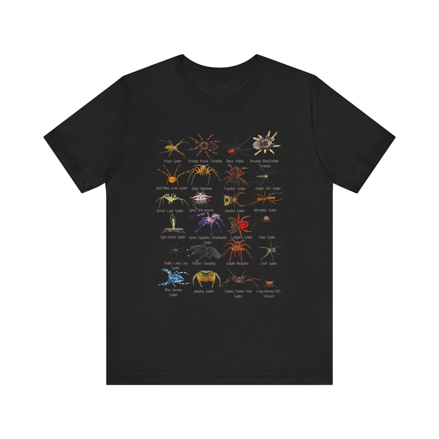 Stupendous Spiders T-shirt with 24 unique spiders