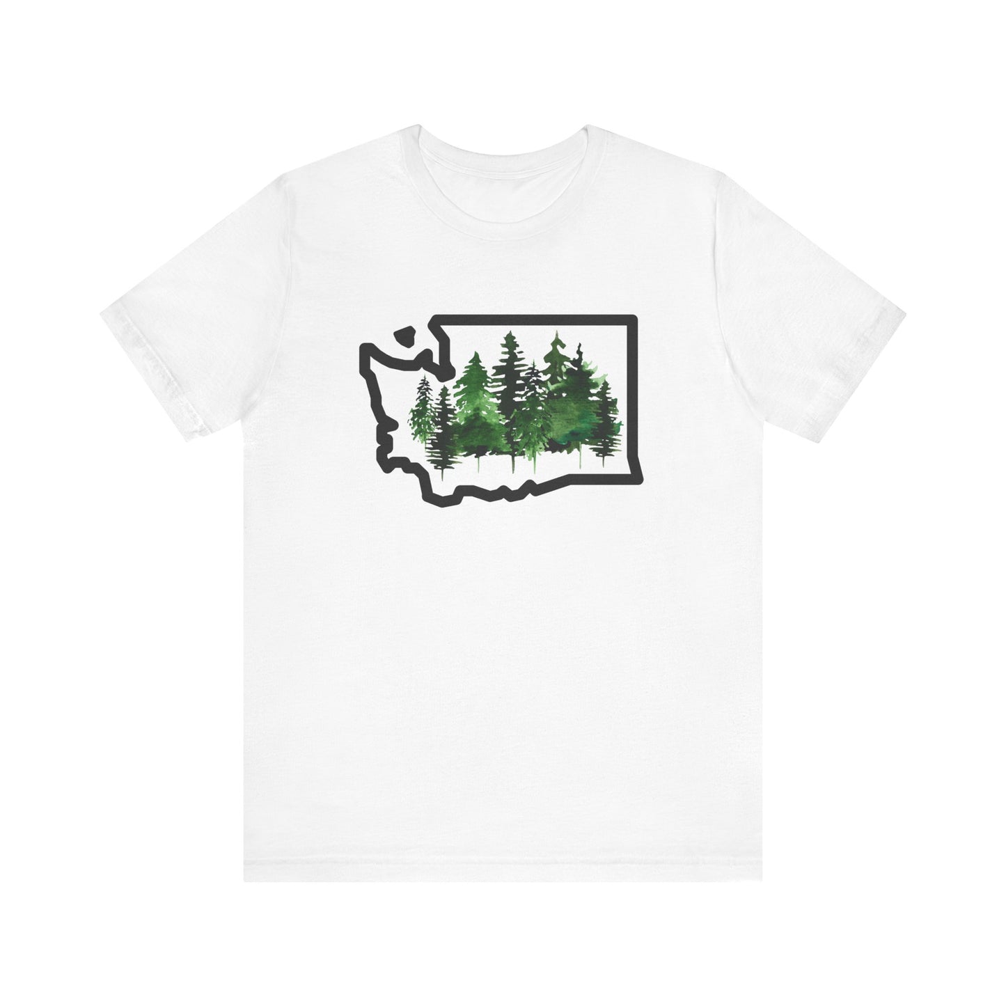 Washington State Dark Watercolor Trees T-shirt