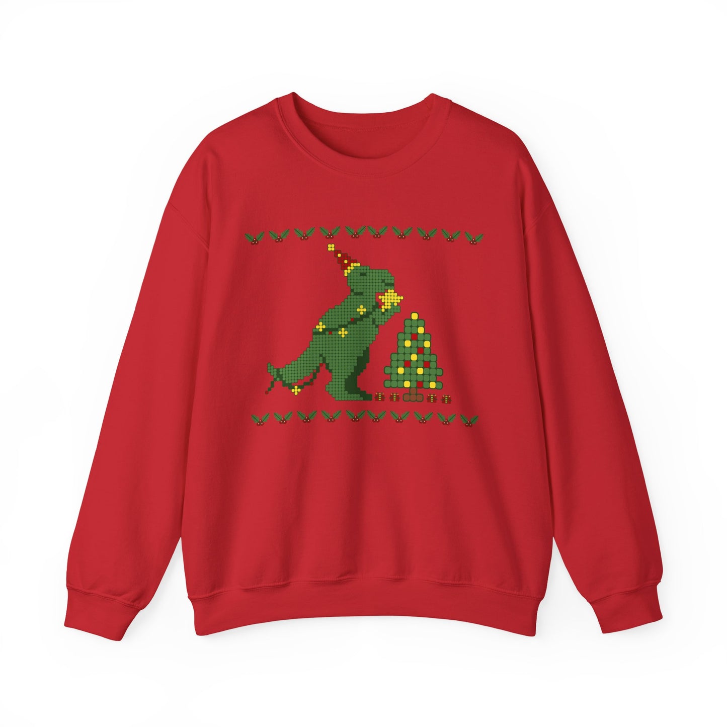 Dinosaur Christmas Tree Cross Stitch Crewneck Sweatshirt