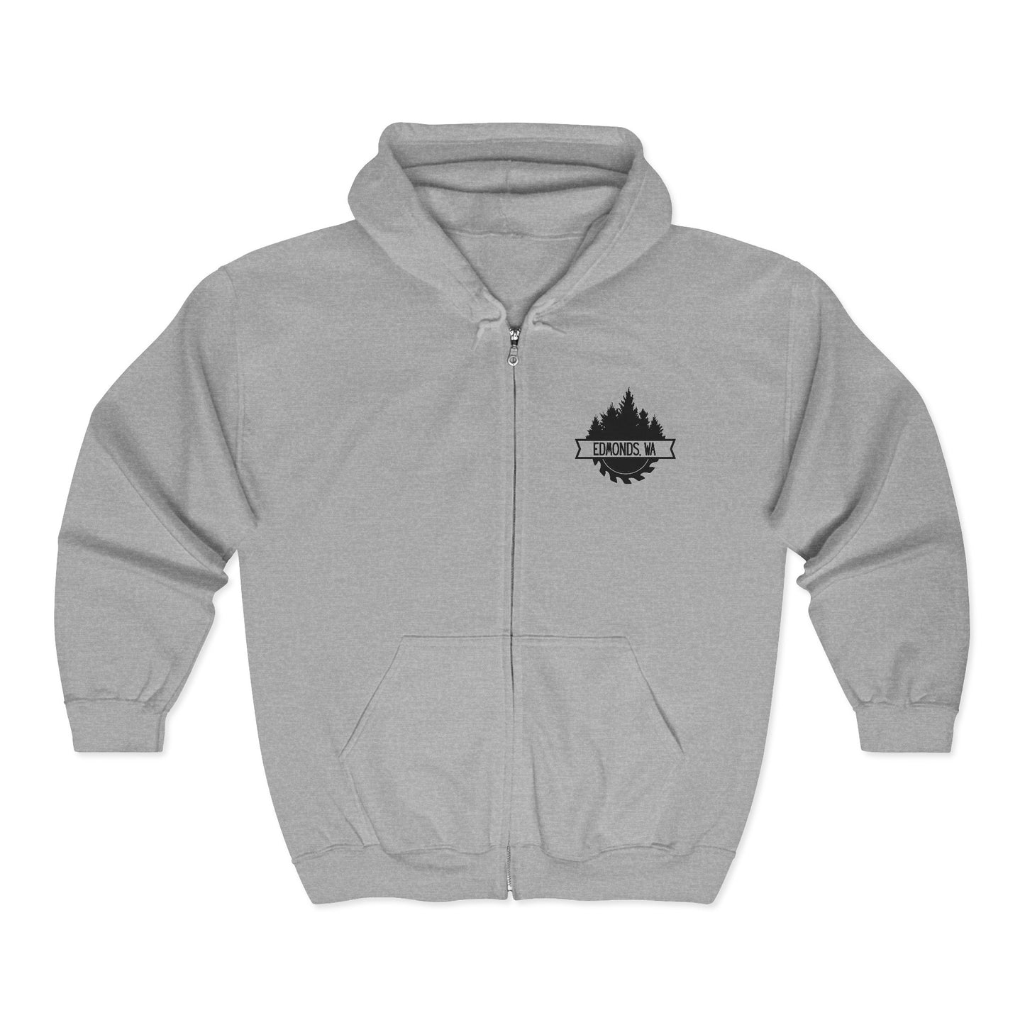 Edmonds WA Trees and Saw Three-Panel Fleece Hoodie