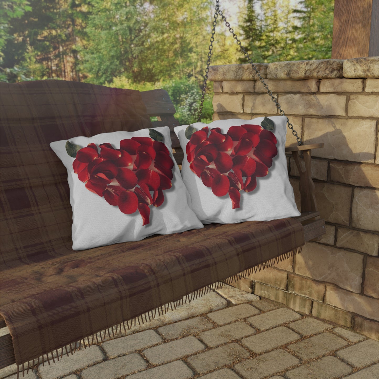 Horned Floral Heart Outdoor Pillows