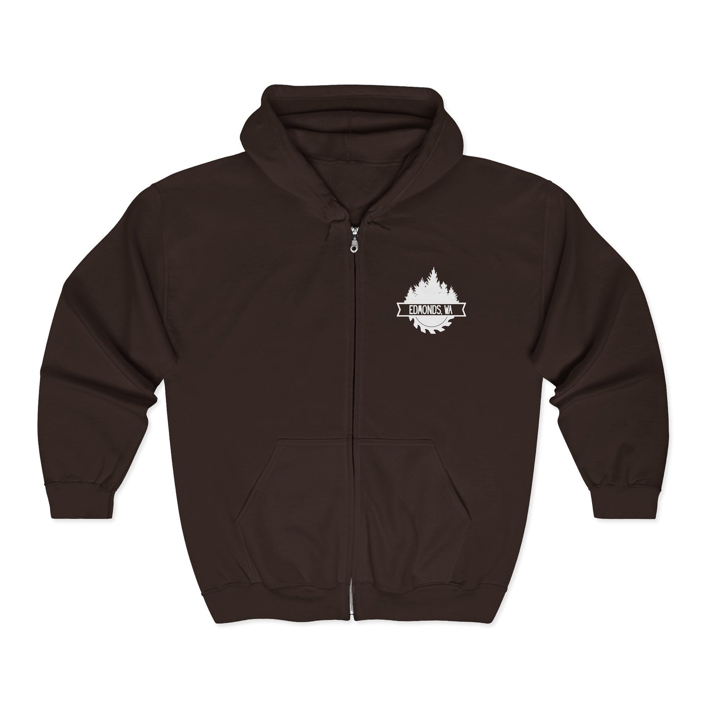 Edmonds WA Trees and Saw Three-Panel Fleece Hoodie