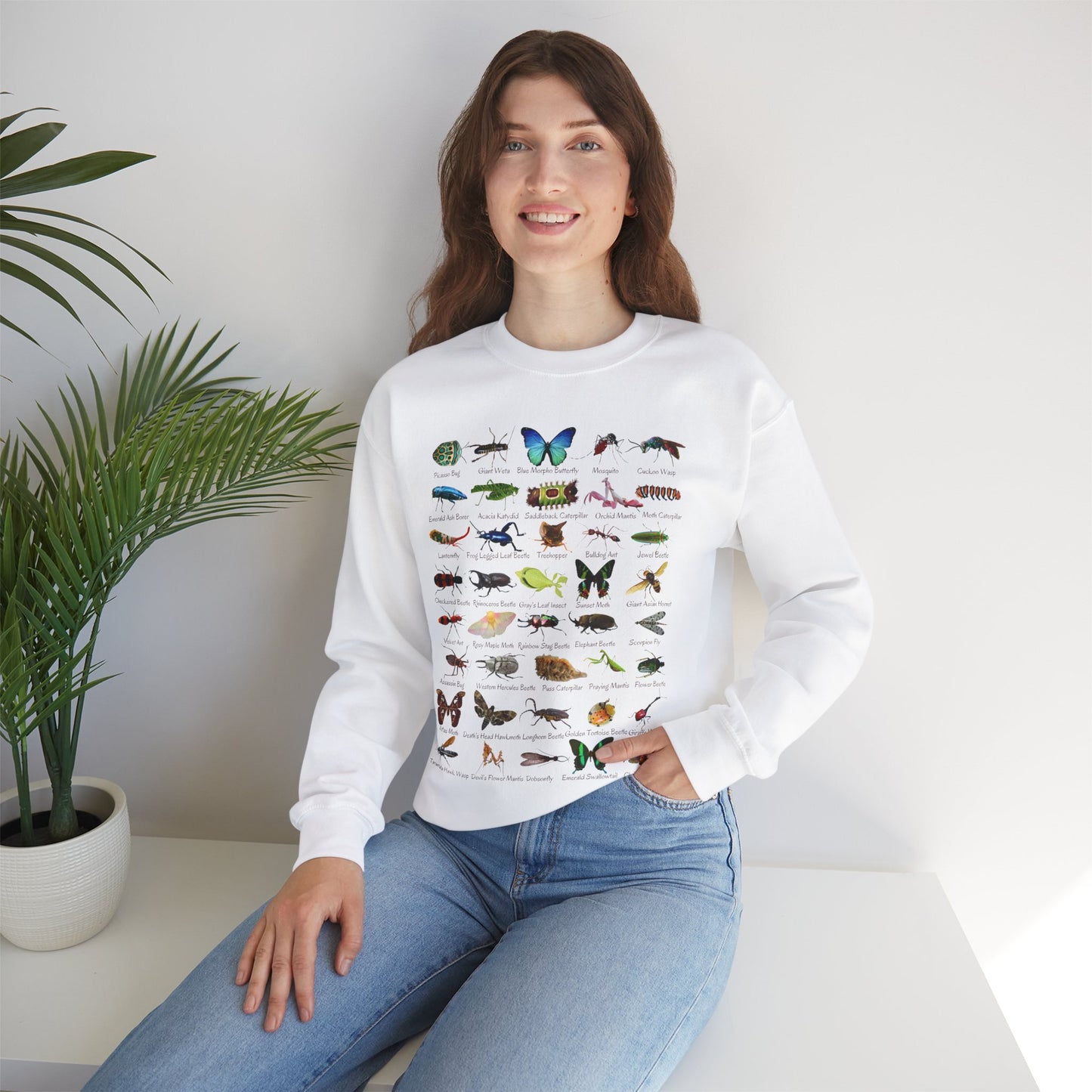 Impressive Insects with 40 Cool Bugs Crewneck Sweatshirt