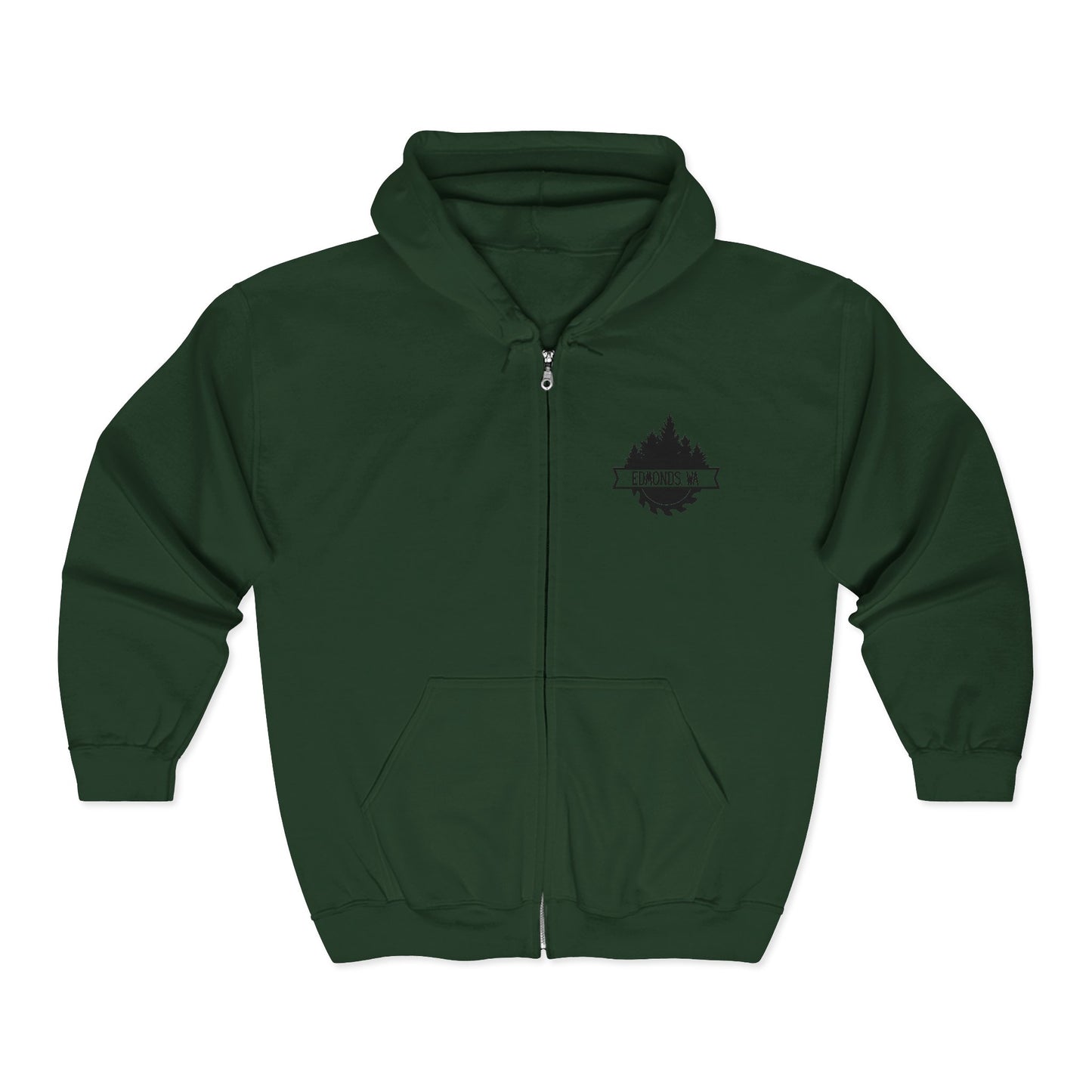 Edmonds WA Trees and Saw Three-Panel Fleece Hoodie