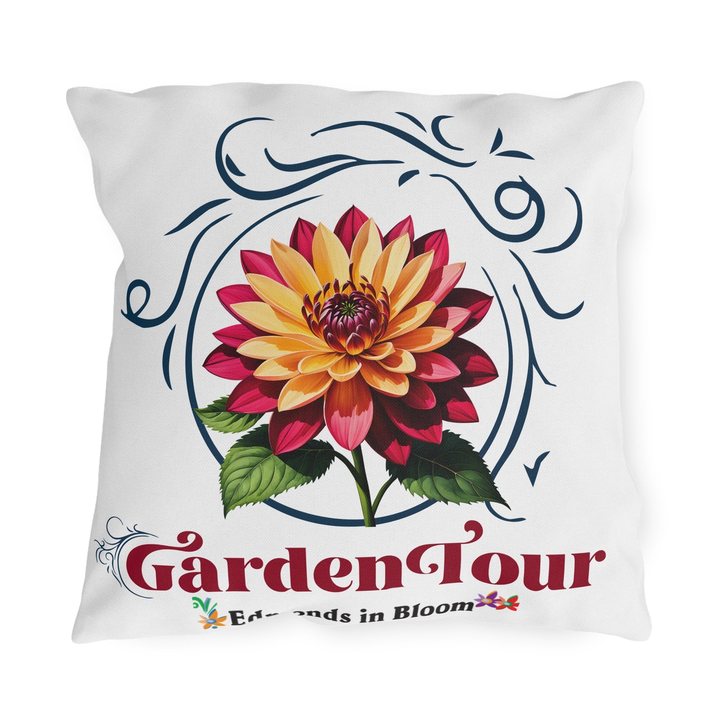 Edmonds in Bloom Garden Tour 2026 Outdoor Pillows (Scrolls)