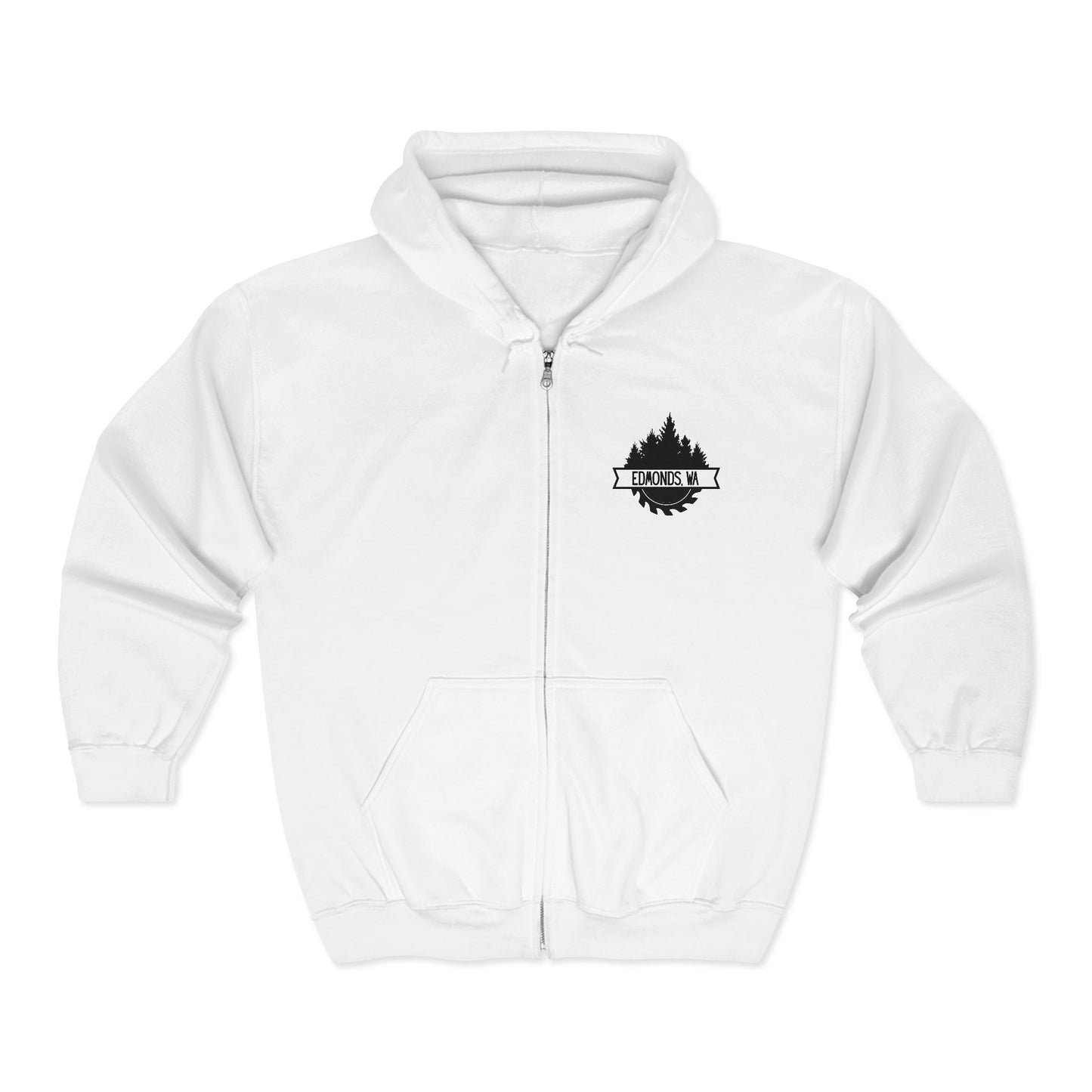 Edmonds WA Trees and Saw Three-Panel Fleece Hoodie