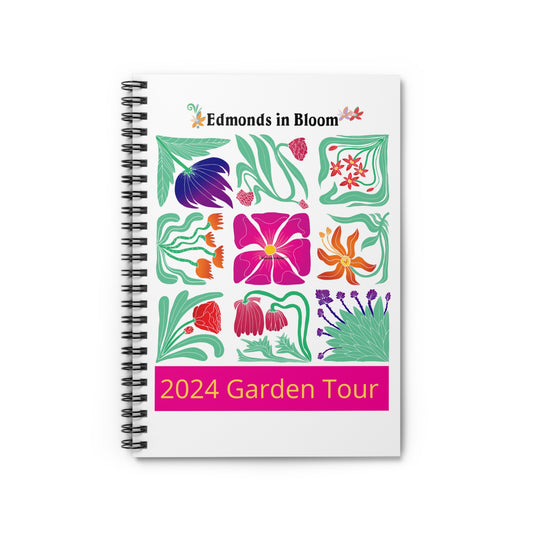 Edmonds in Bloom 2024 Garden Tour Spiral Notebook - Ruled Line (White)