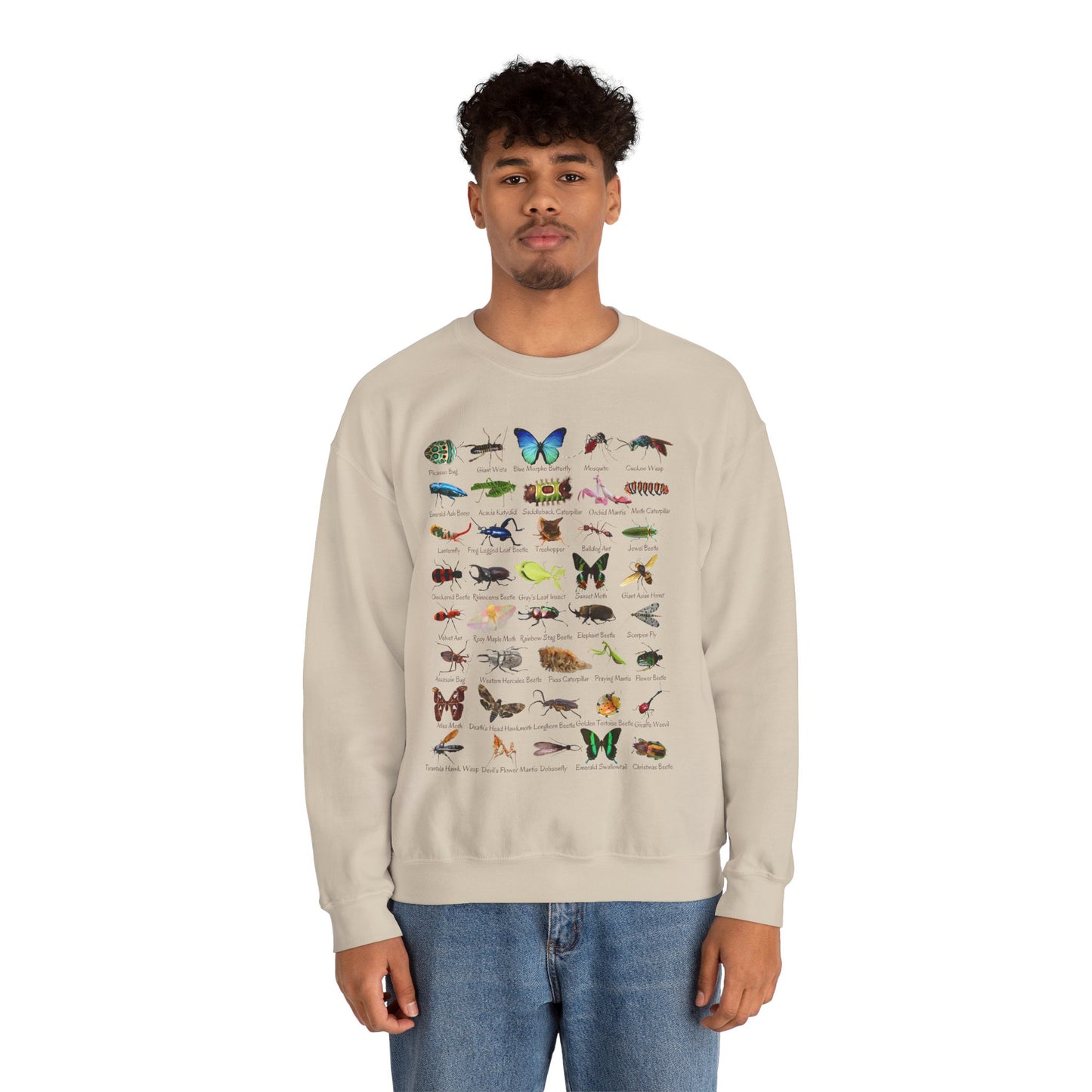 Impressive Insects with 40 Cool Bugs Crewneck Sweatshirt