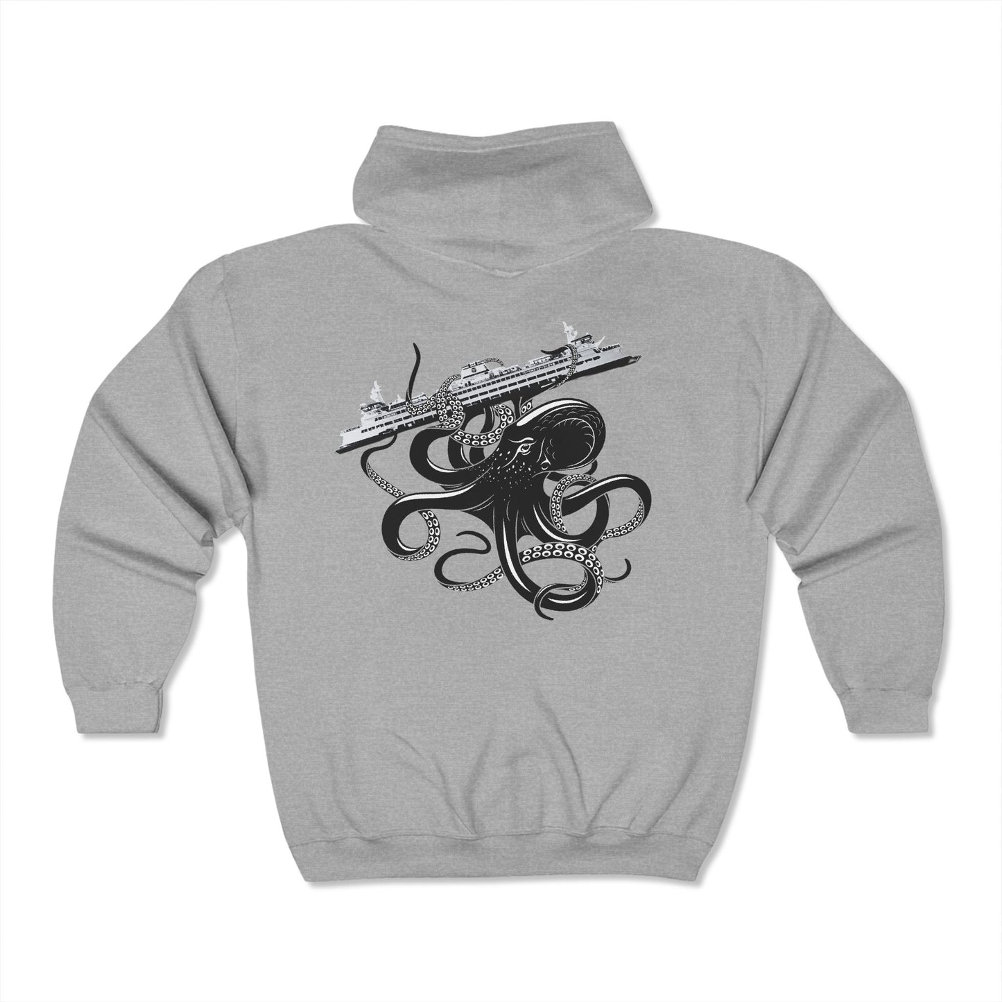 Octopus Attacks Ferry Unisex Zip Hoodie