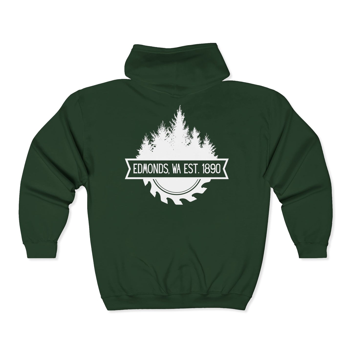 Edmonds WA Est. 1890 Trees and Saw Three-Panel Fleece Hoodie