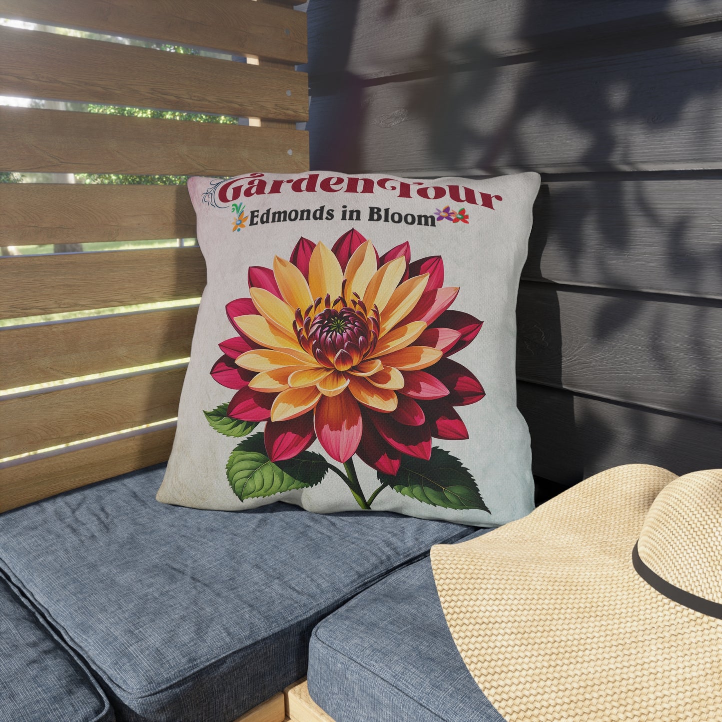 Edmonds in Bloom Garden Tour 2026 Outdoor Pillows (Gradient)