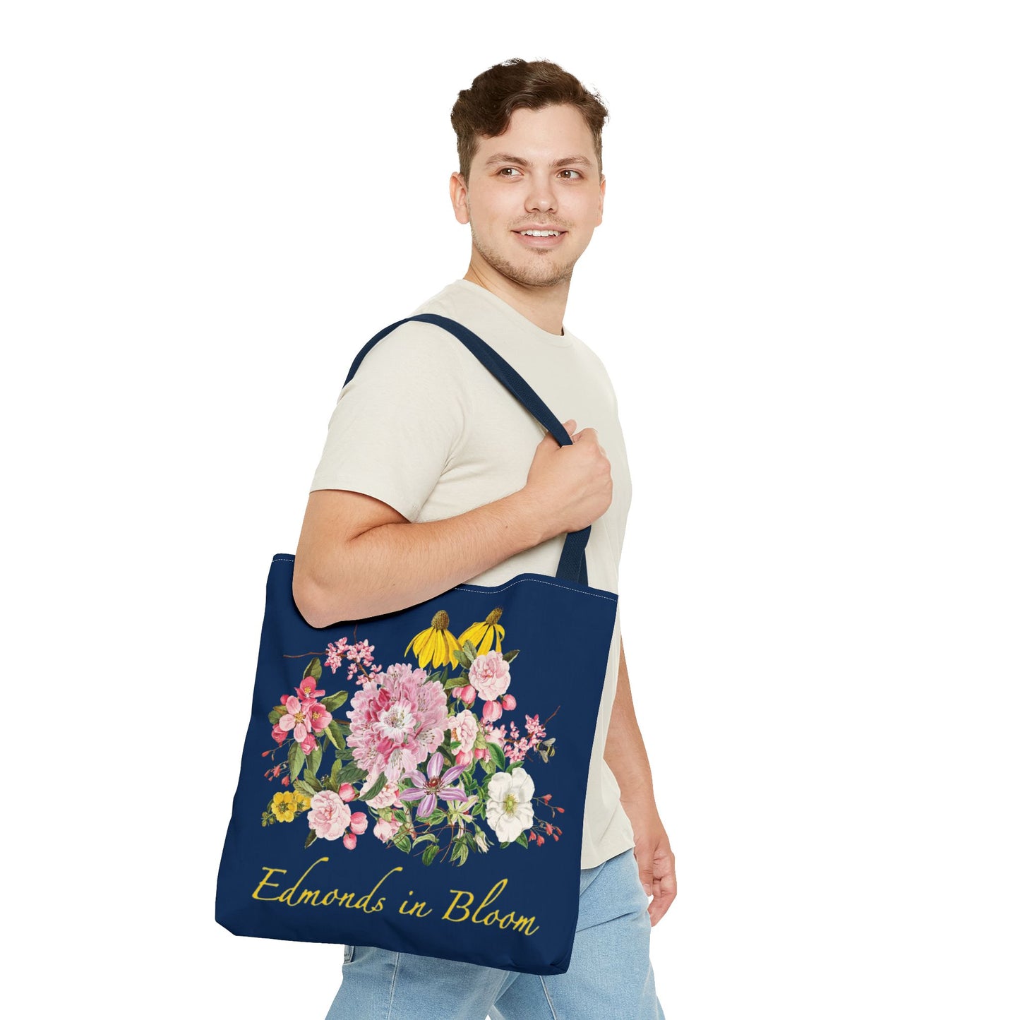 Edmonds in Bloom Tote Bag (Midnight Blue)