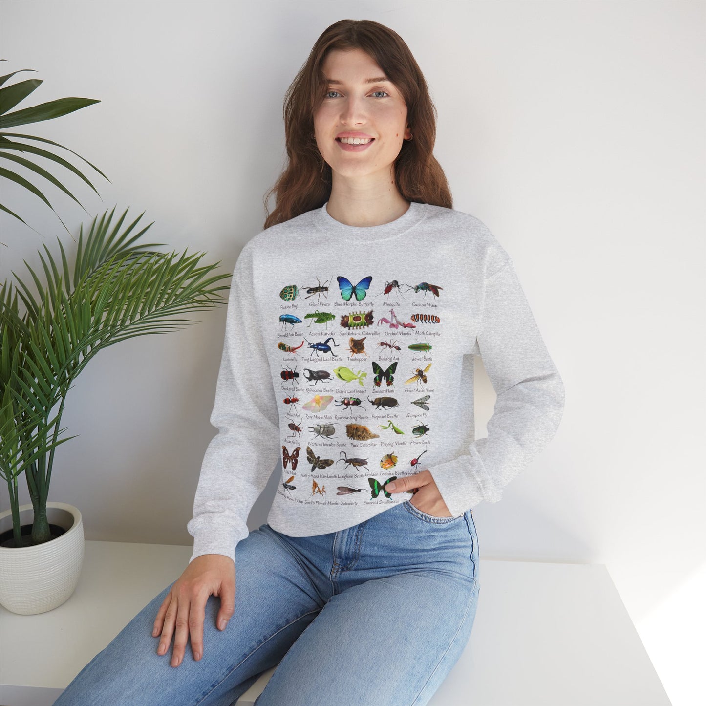 Impressive Insects with 40 Cool Bugs Crewneck Sweatshirt