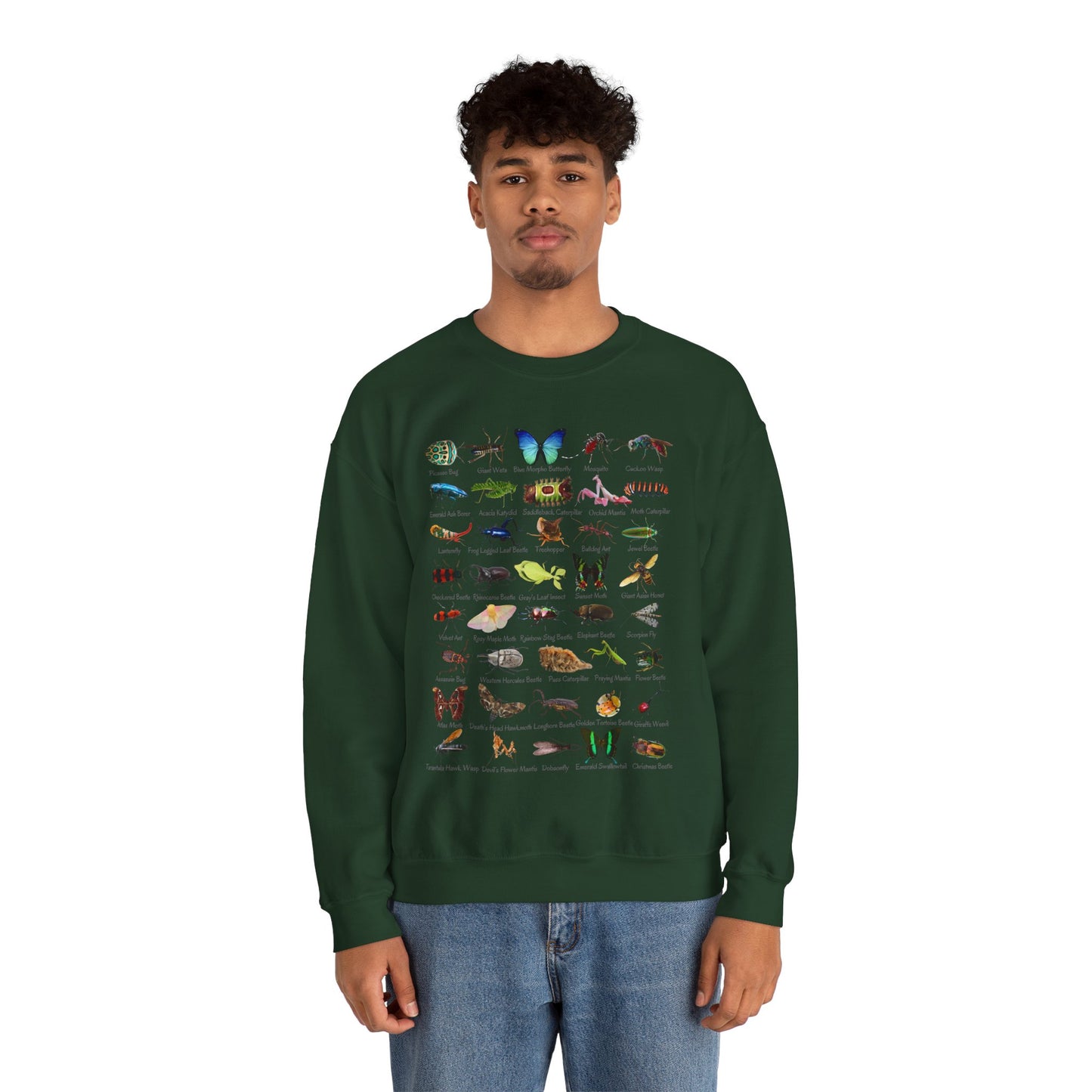 Impressive Insects with 40 Cool Bugs Crewneck Sweatshirt