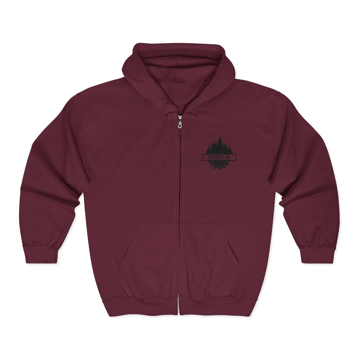 Edmonds WA Trees and Saw Three-Panel Fleece Hoodie