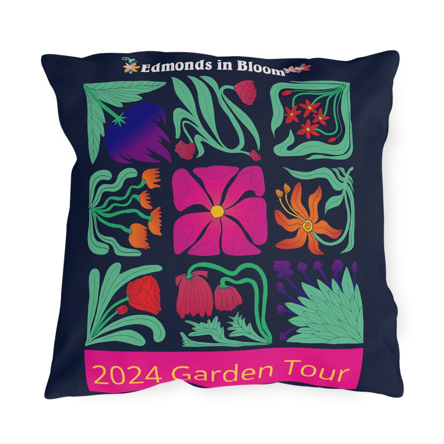 Edmonds in Bloom 2024 Garden Tour Outdoor Pillows (Single Side Print)