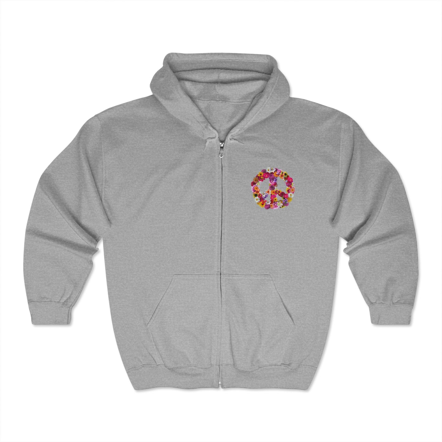 Flowery Peace Sign Premium Full Zip Hoodie