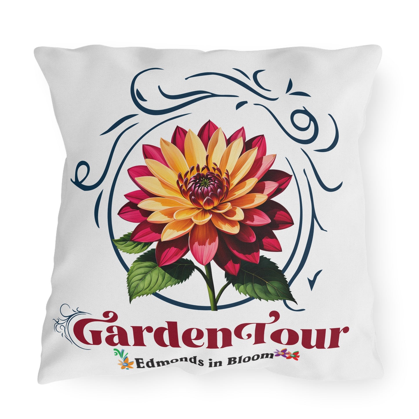 Edmonds in Bloom Garden Tour 2026 Outdoor Pillows (Scrolls)