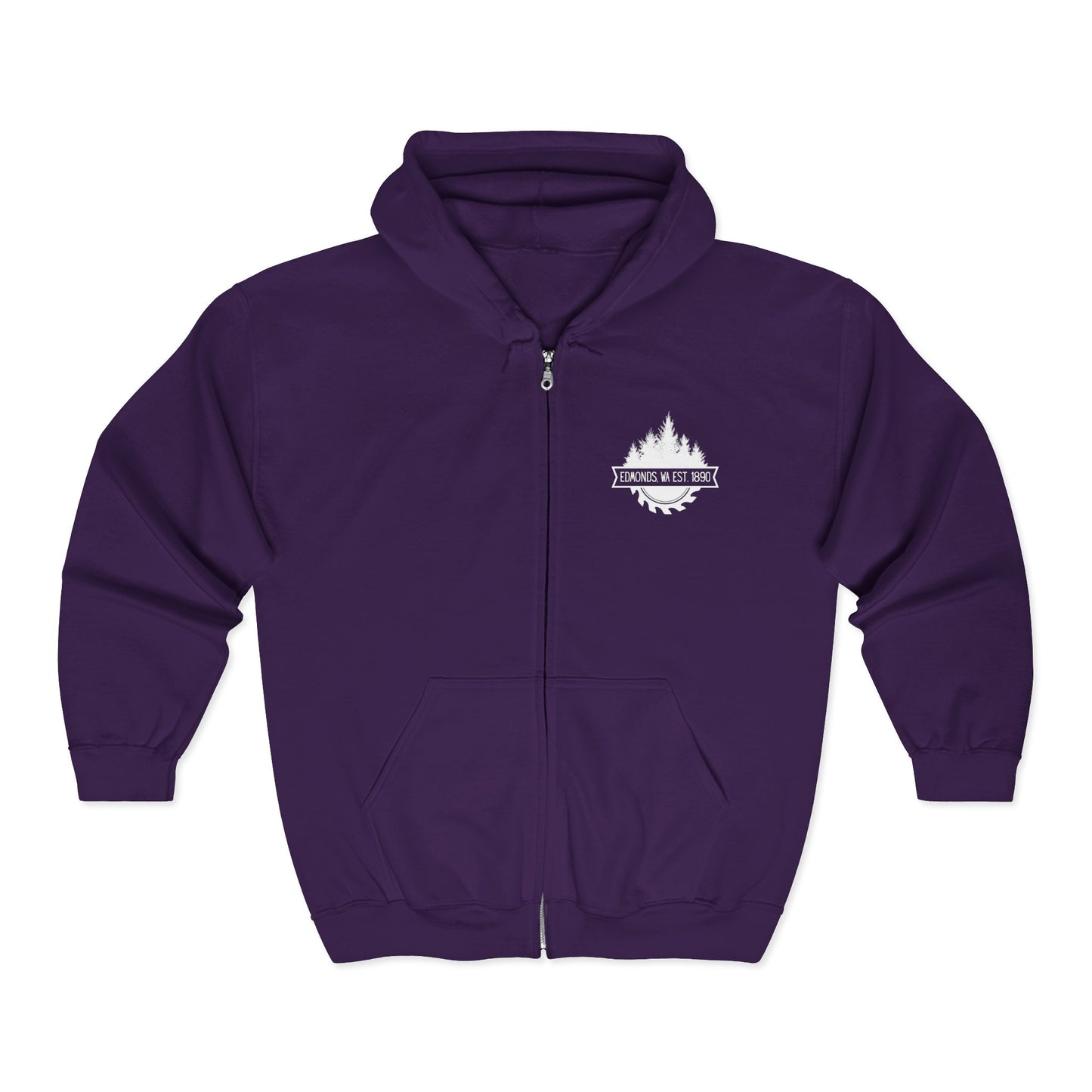 Edmonds WA Est. 1890 Trees and Saw Three-Panel Fleece Hoodie