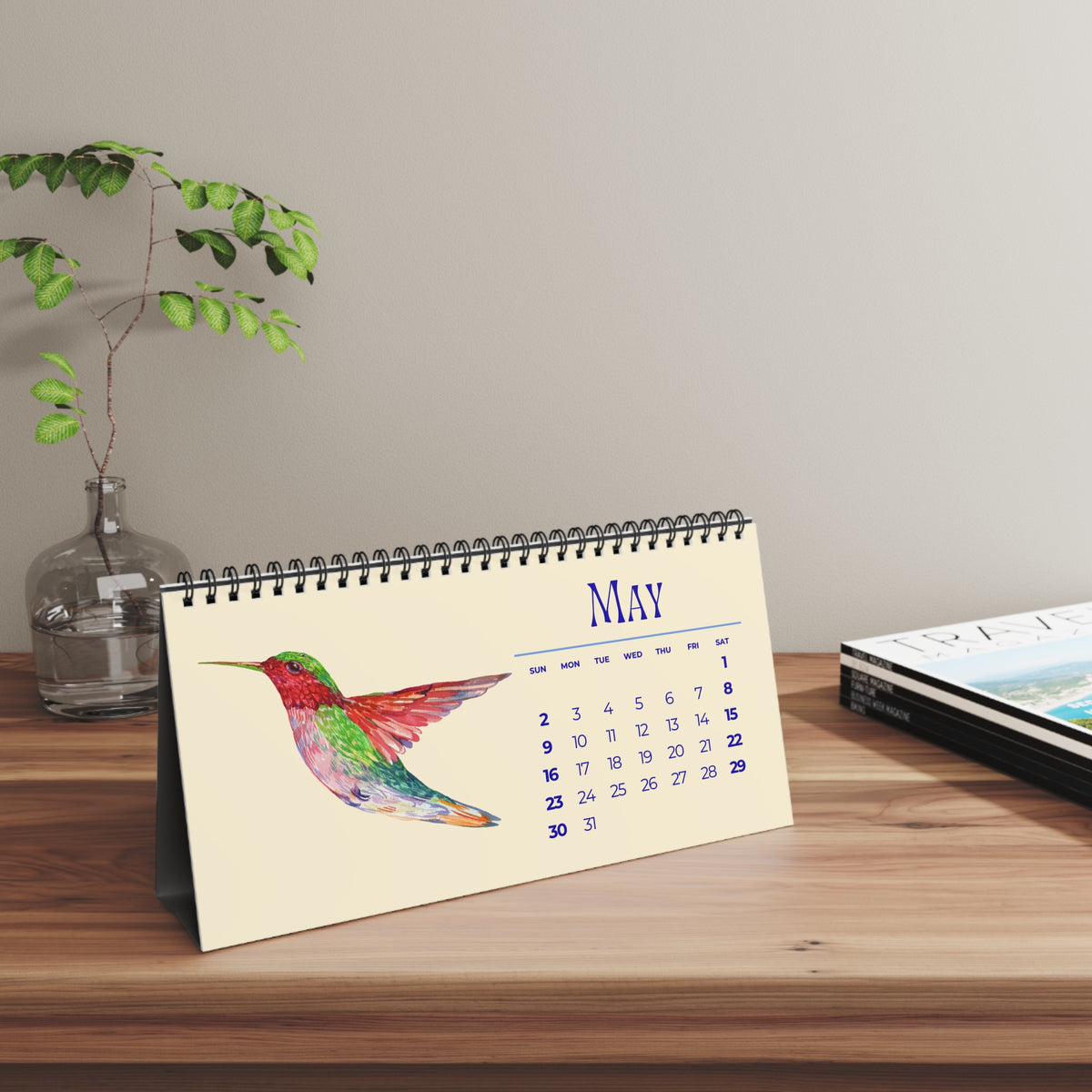 Watercolor Hummingbirds of 2027 Desktop Calendar