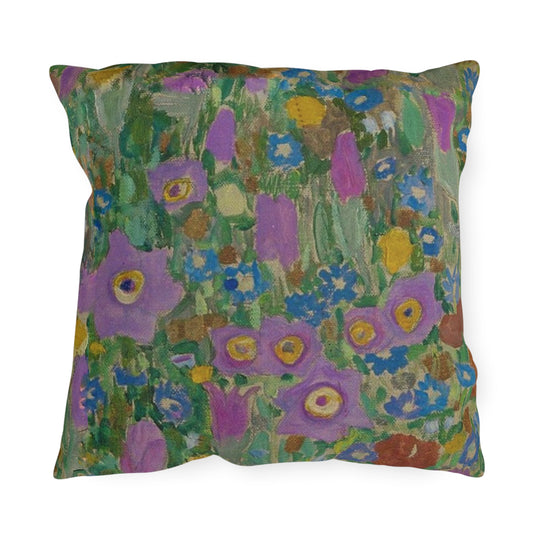 Klimt Kiss Flowers Outdoor Pillows