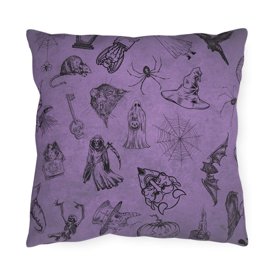 Vintage Halloween Sketches Outdoor Pillows