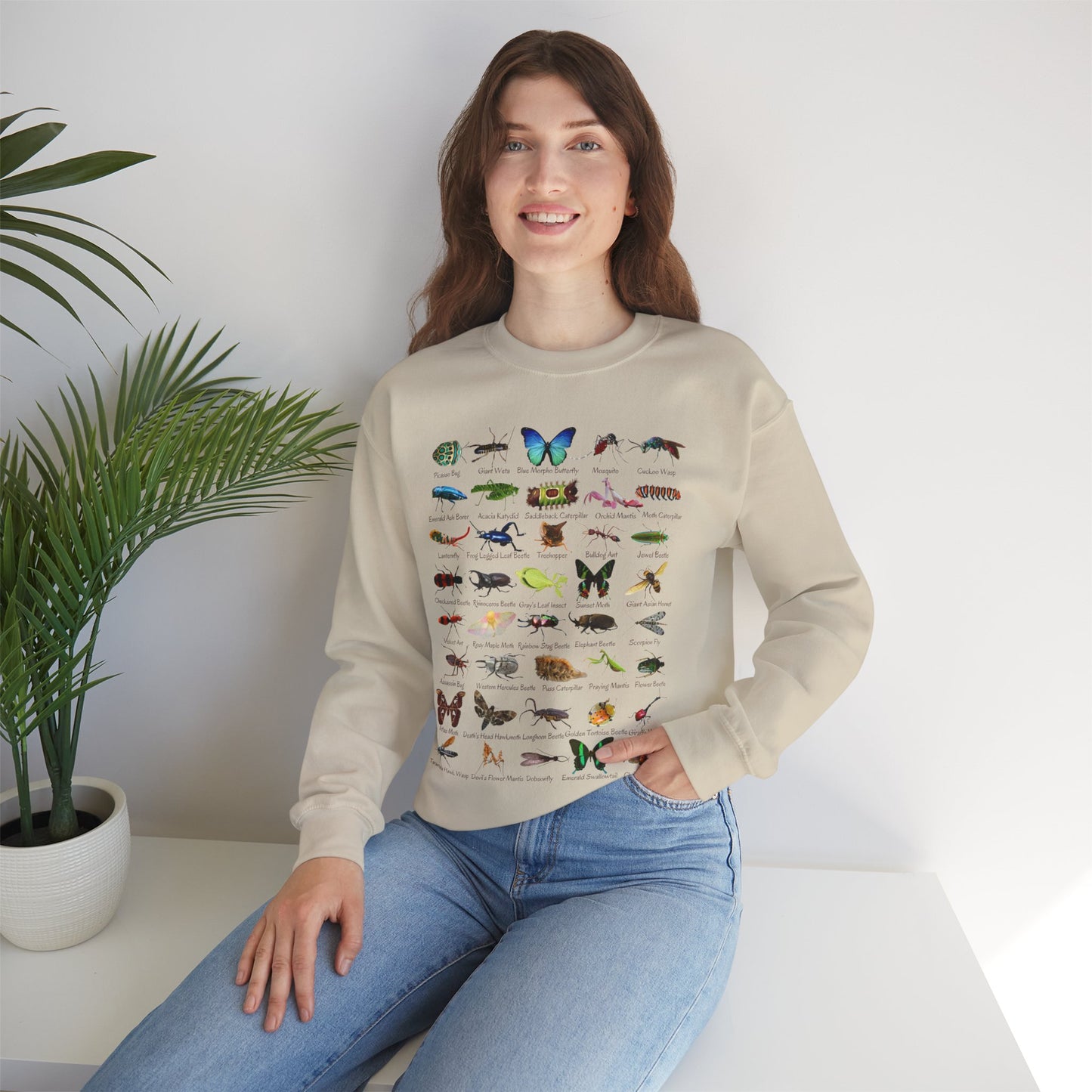 Impressive Insects with 40 Cool Bugs Crewneck Sweatshirt