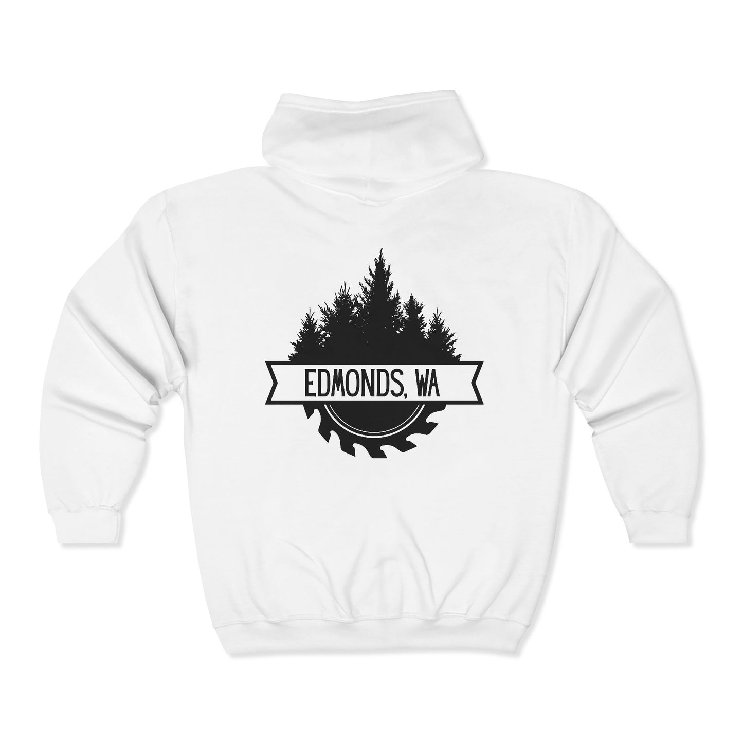 Edmonds WA Trees and Saw Three-Panel Fleece Hoodie