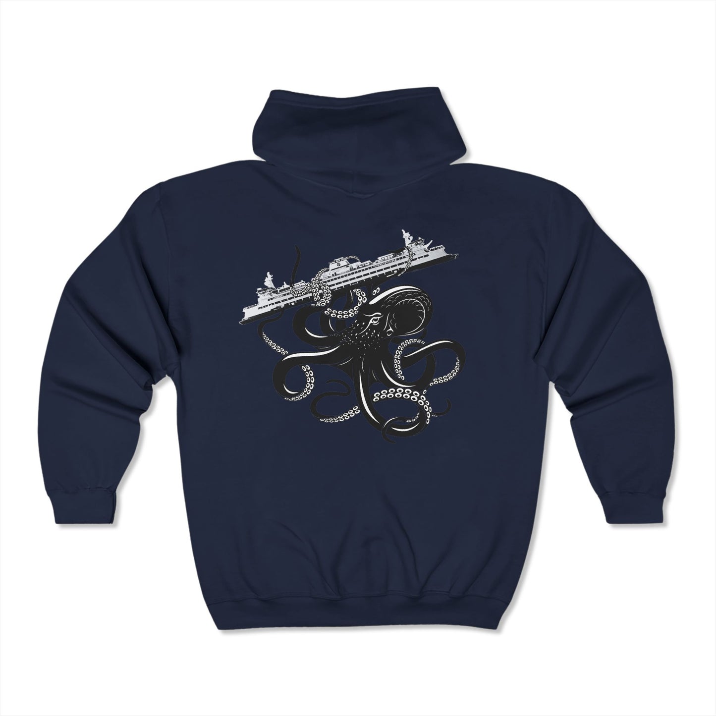 Octopus Attacks Ferry Unisex Zip Hoodie