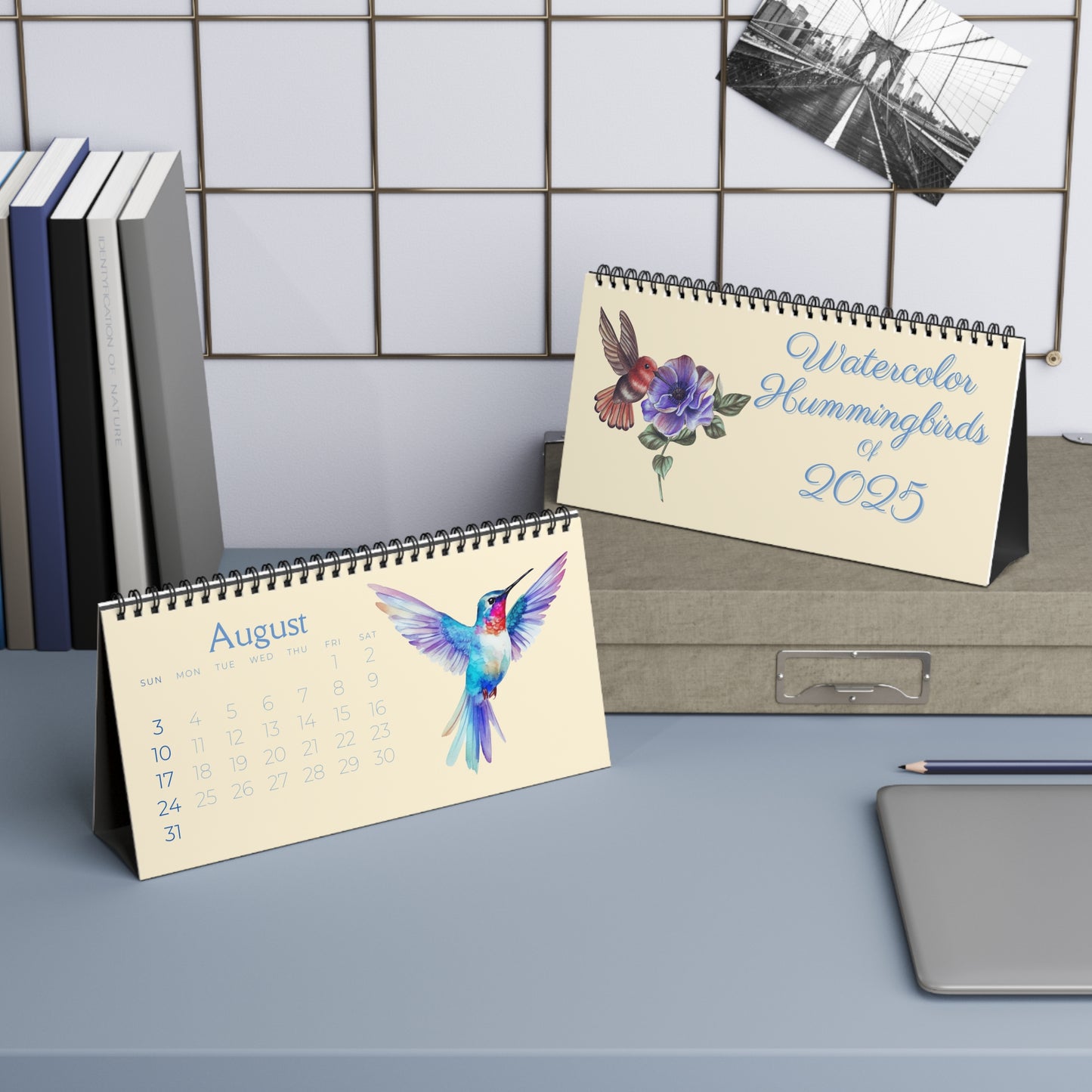 Watercolor Hummingbirds of 2025 Desktop Calendar