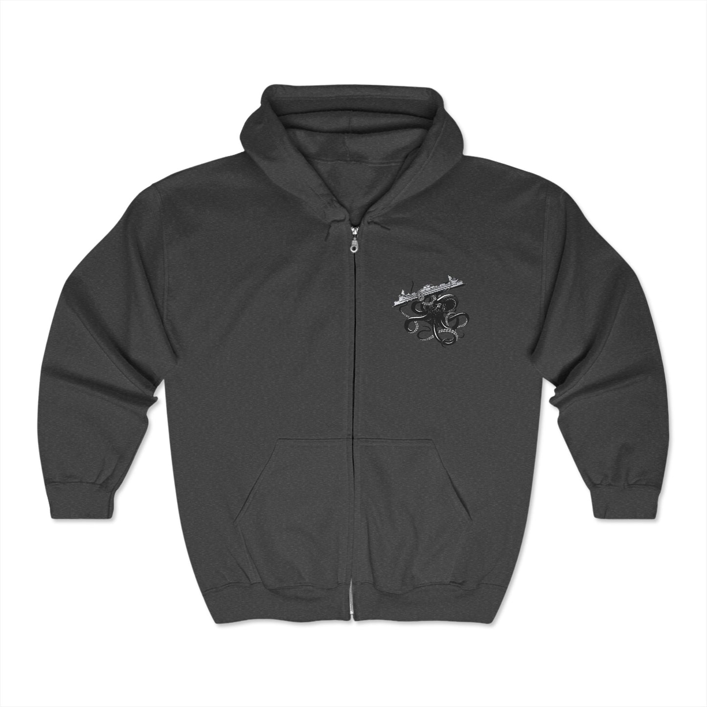 Octopus Attacks Ferry Unisex Zip Hoodie