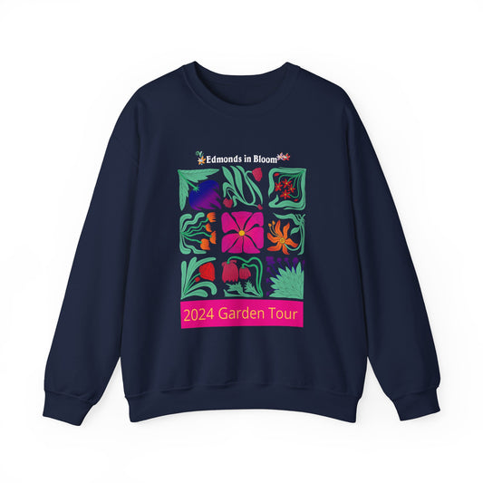 Edmonds in Bloom 2024 Garden Tour Unisex Heavy Blend™ Crewneck Sweatshirt (Blocks)