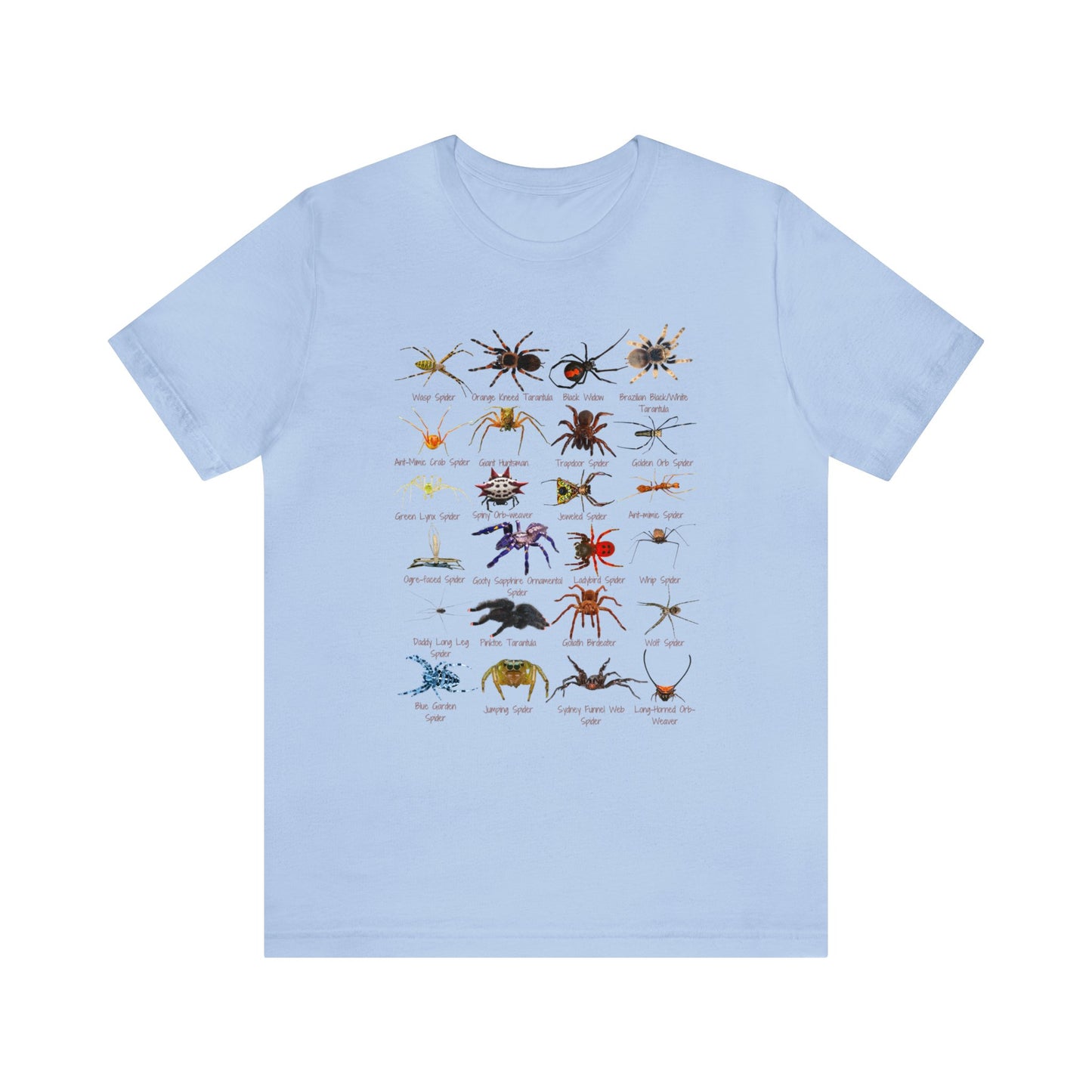 Stupendous Spiders T-shirt with 24 unique spiders