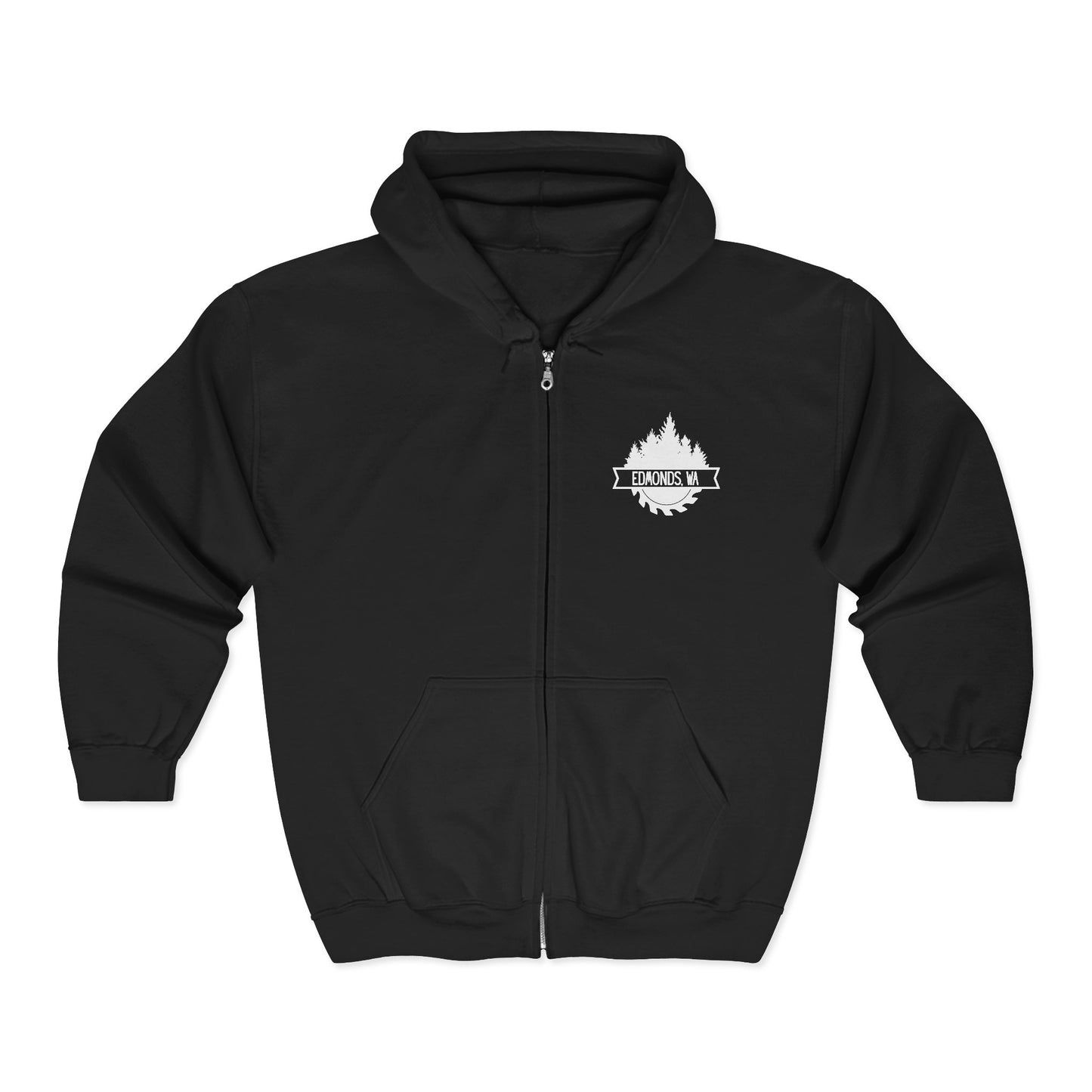 Edmonds WA Trees and Saw Three-Panel Fleece Hoodie