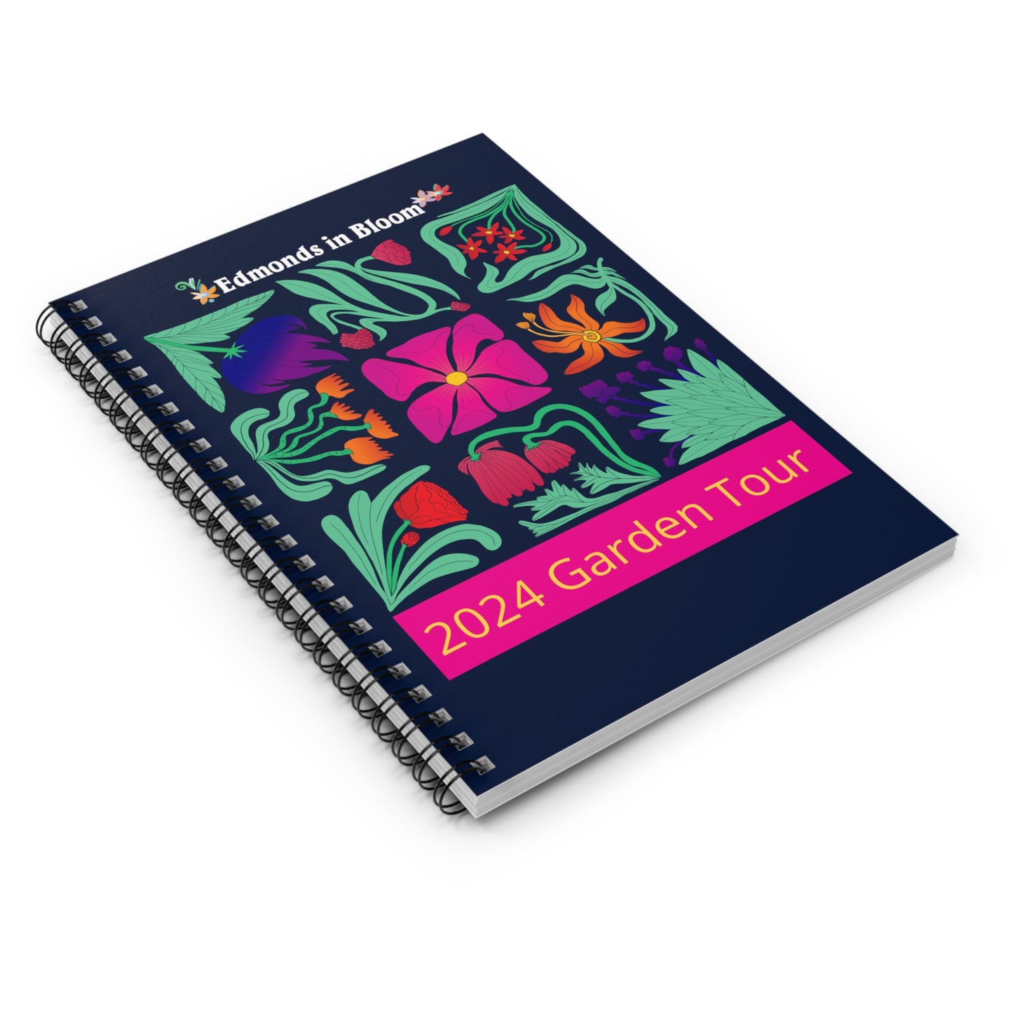 EIB 2024 Garden Tour Floral Blocks Spiral Notebook - Ruled Line